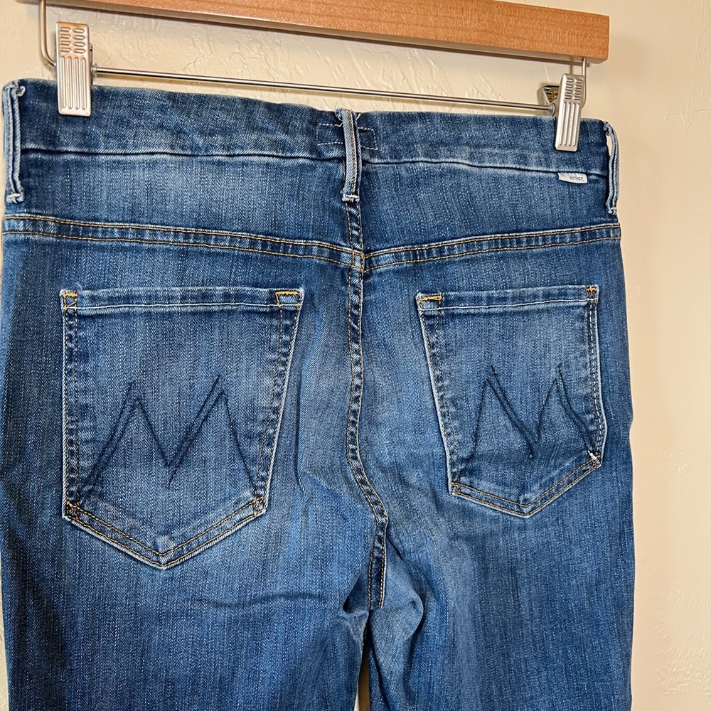 MOTHER Denim Jeans Size 30 High Rise Skinny Raw Hem Medium Wash - Picture 3 of 6